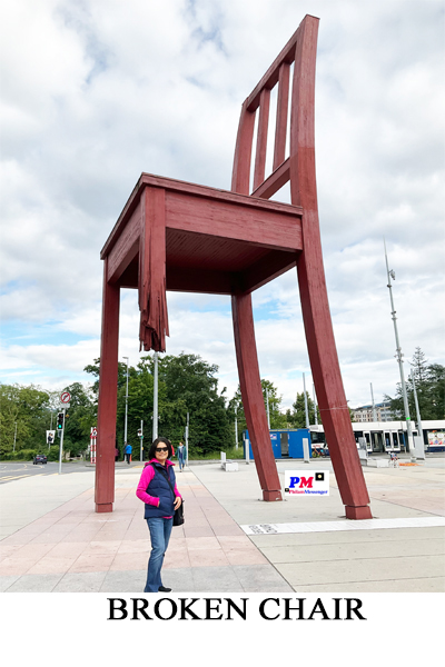 This is a 4-storey tall Broken Chair that dwarfs a tourist in front of the Palace of Nations in Geneva, Switzerland. (Photo by Joseph G. Lariosa)